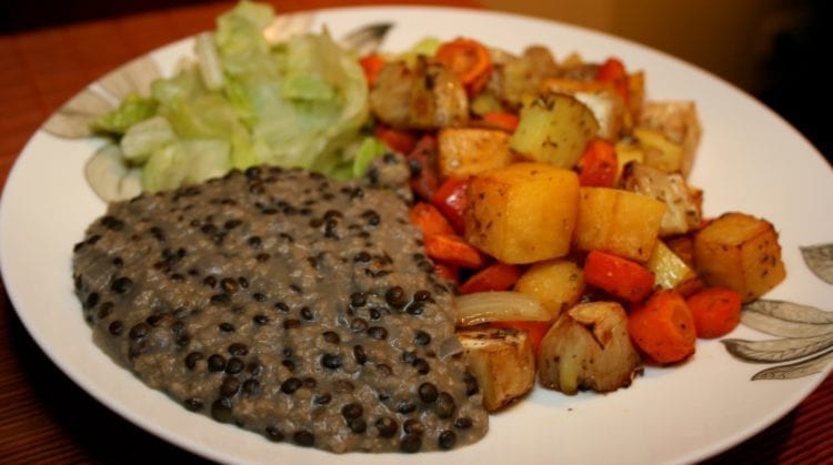 hearty millet-beluga lentil stew
