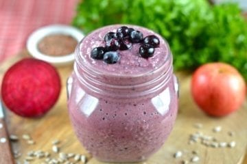 smoothie, recipe, breakfast, vegan, plant-based, dairy-free, lactose-free, casein-free, sugar-free, banana, blueberries, beetroot, flax seeds, hemp seeds, agar-agar