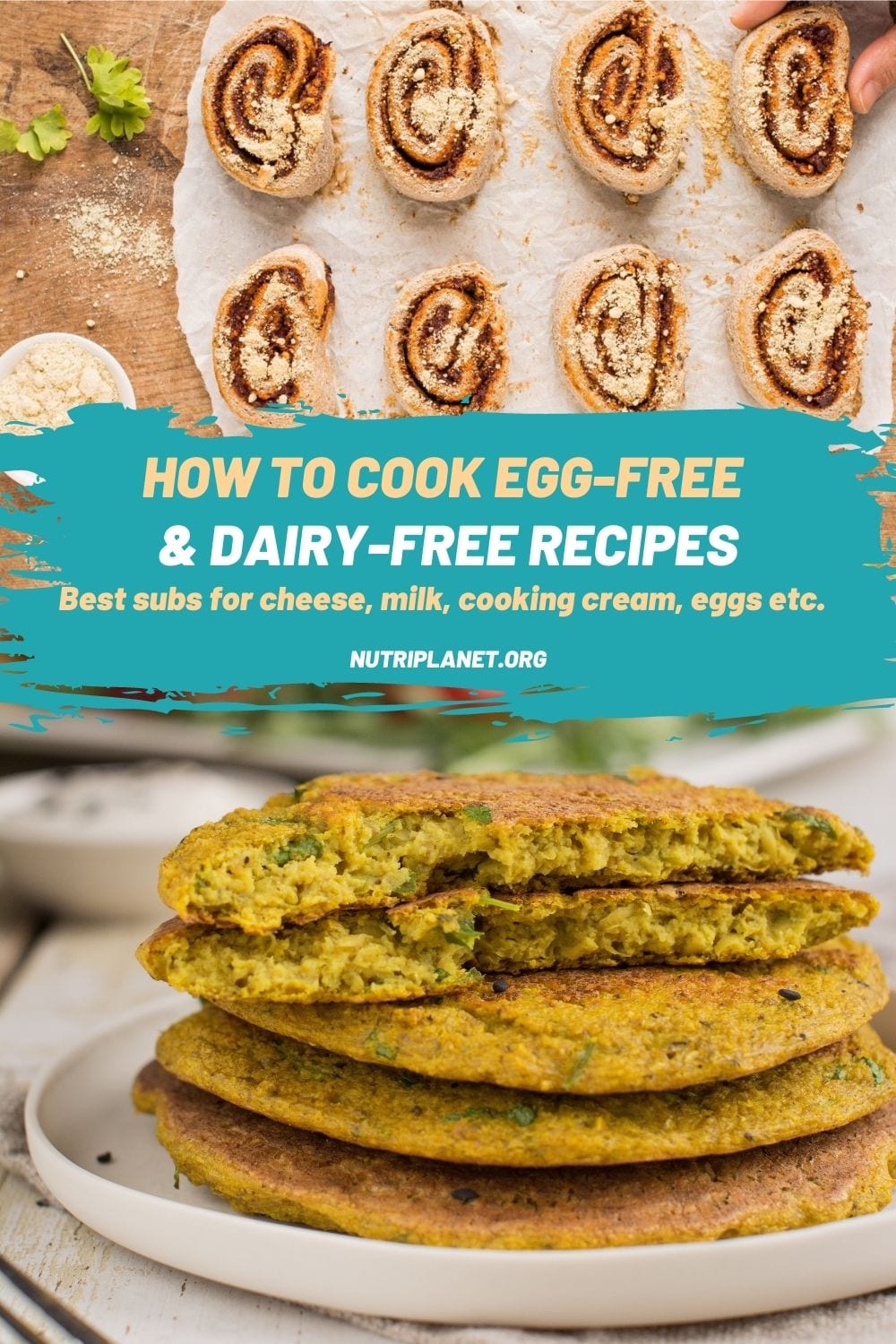 How to cook egg-free and dairy-free recipes. Substitutions for cheese, milk, sour cream, and eggs in vegan cooking.