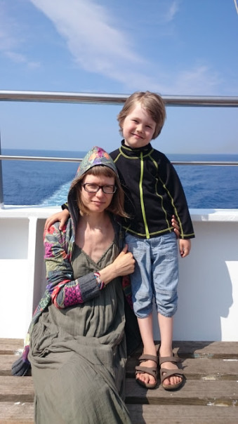 On the boat in the sun