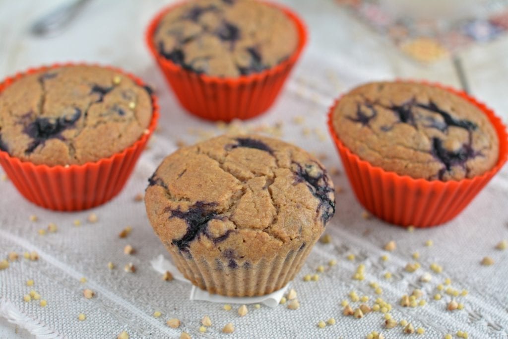 MilletBuckwheat Groat Muffin Breads with Blueberries