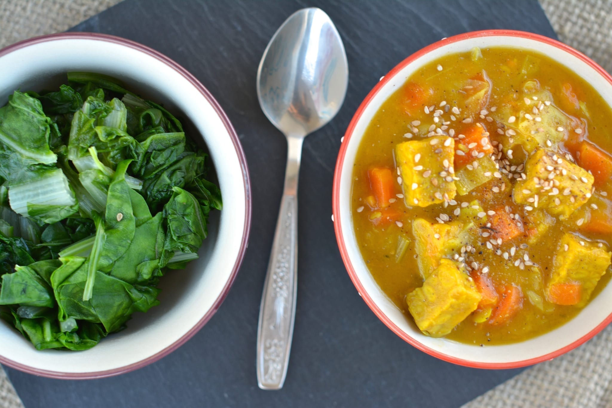 Tempeh-Cabbage Curry with Chard