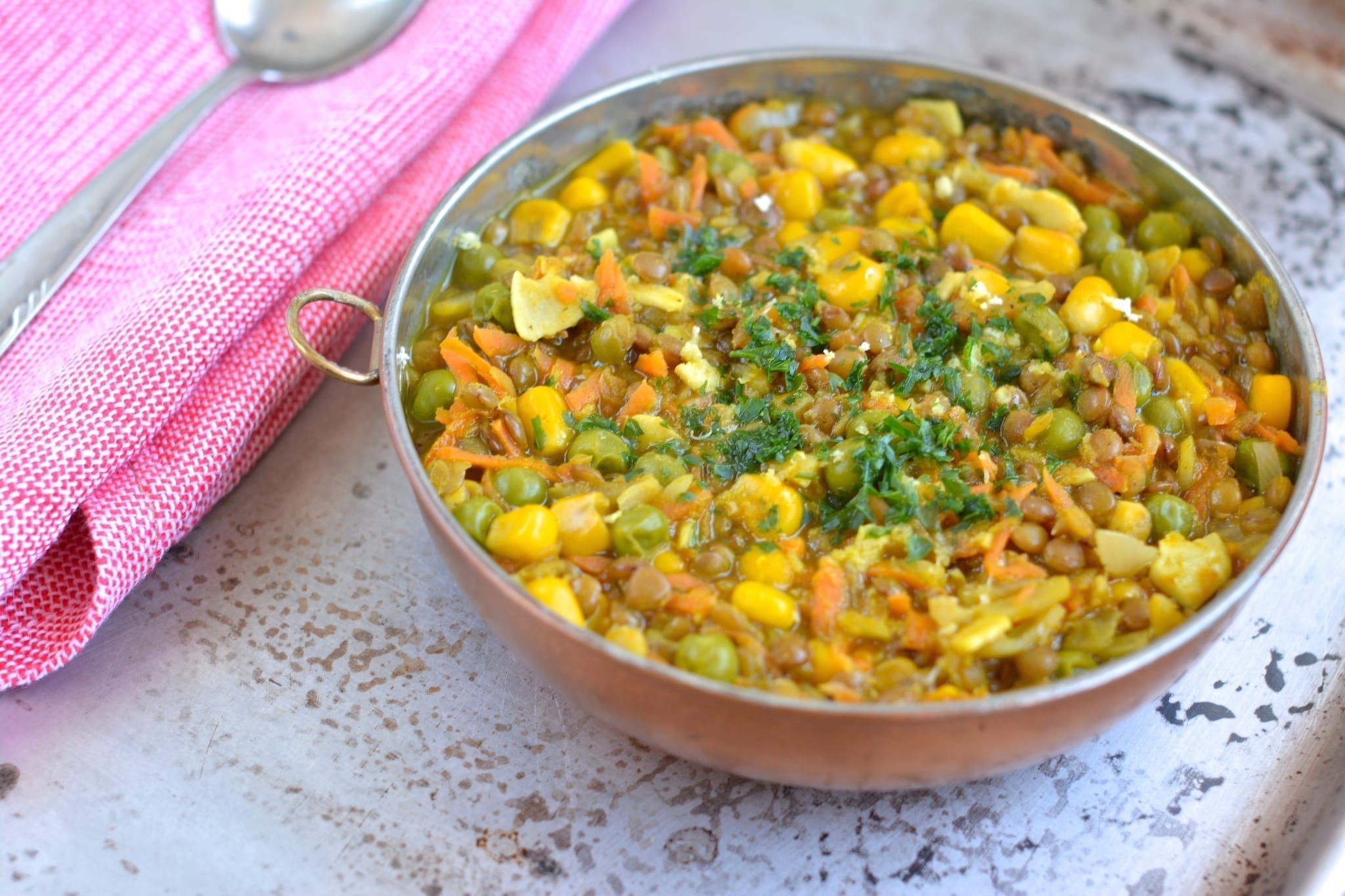 Stew, Brown Lentil-Corn-Green Peas