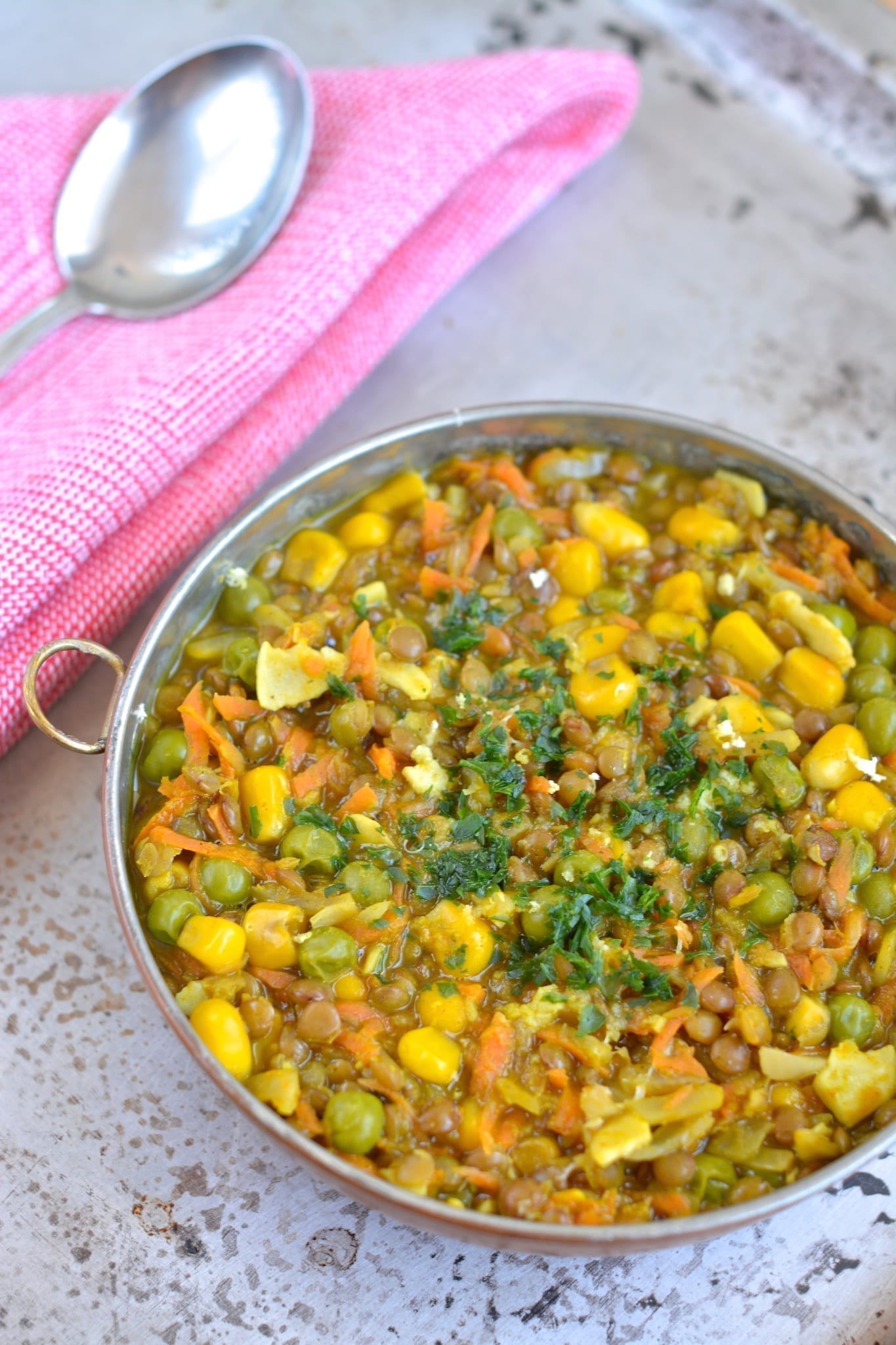 Stew, Brown Lentil-Corn-Green Peas