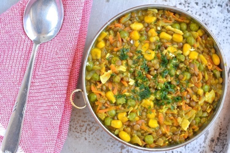 Stew, Brown Lentil-Corn-Green Peas