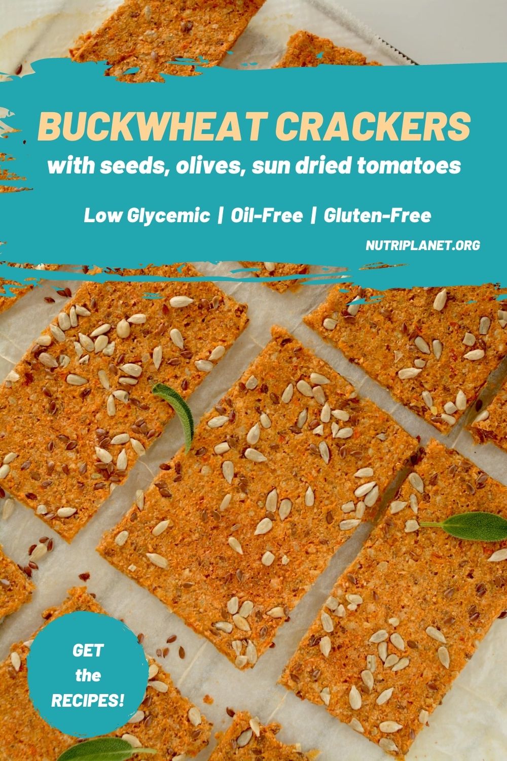 Learn how to make oil-free and gluten-free buckwheat crackers with seeds, olives, and sun dried tomatoes. Perfect as is or with homemade hummus spreads.