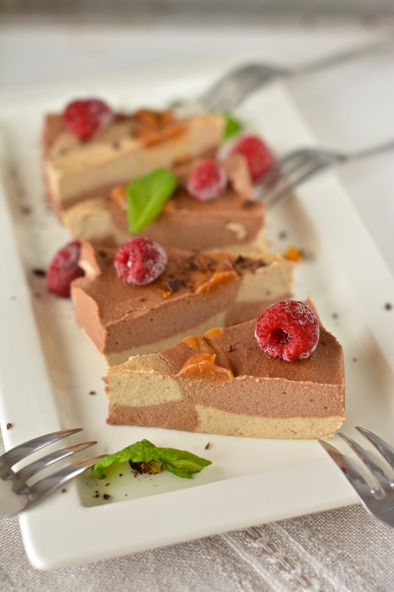 Raw Vegan Cheesecake Recipe with Cashews and Peanut Butter Swirls