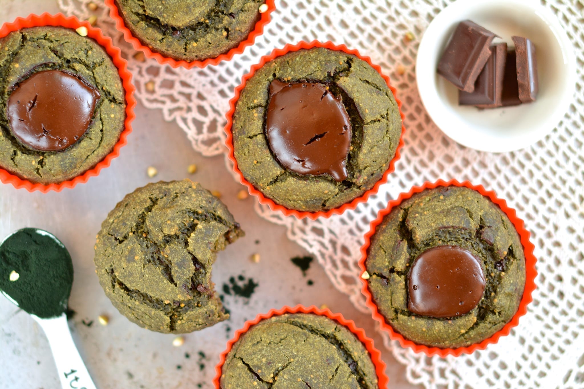 Muffins, Spirulina-Buckwheat, Oil-Free, Sugar-Free