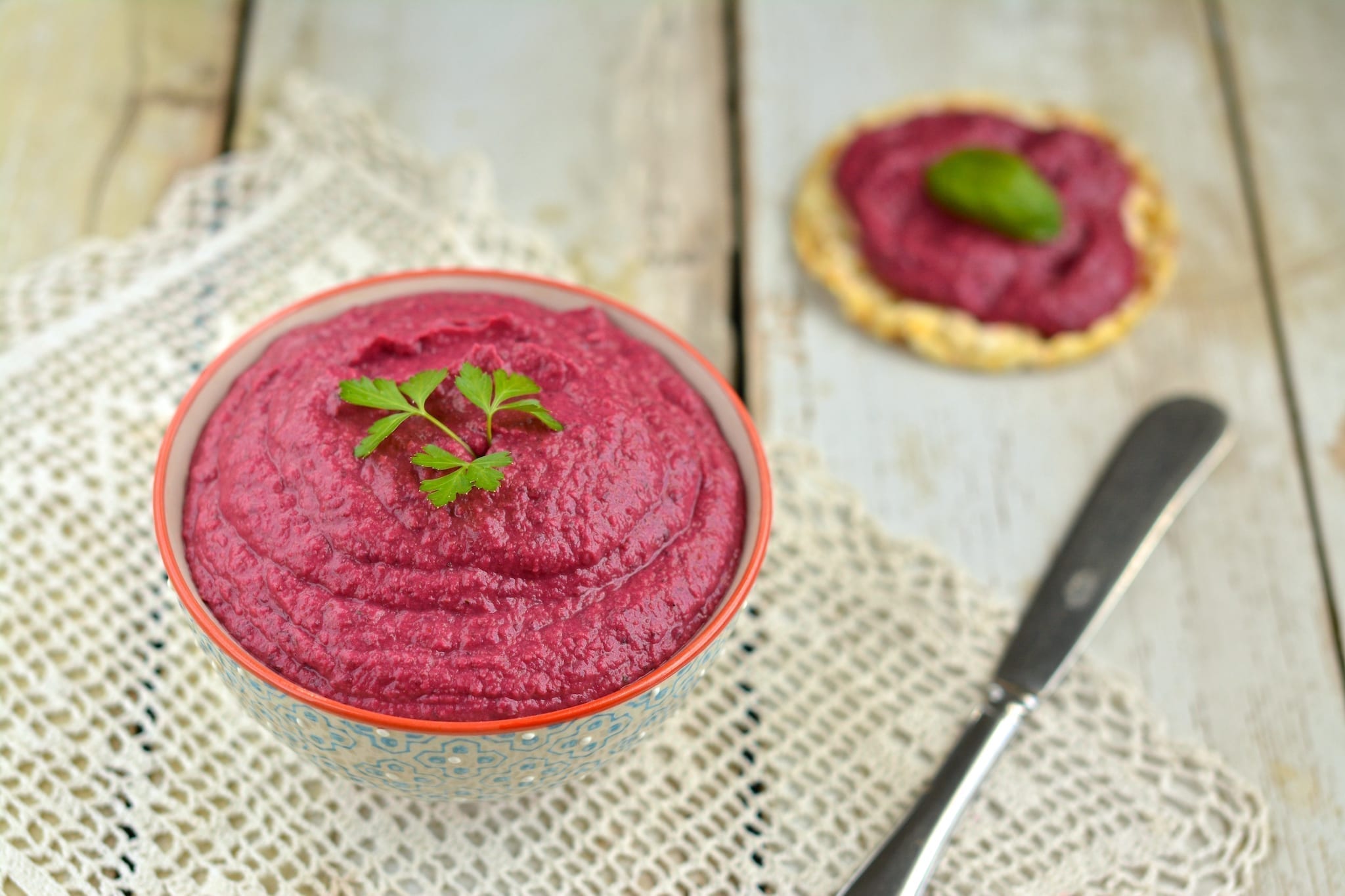 Oil-Free Beet-Red Bean Hummus