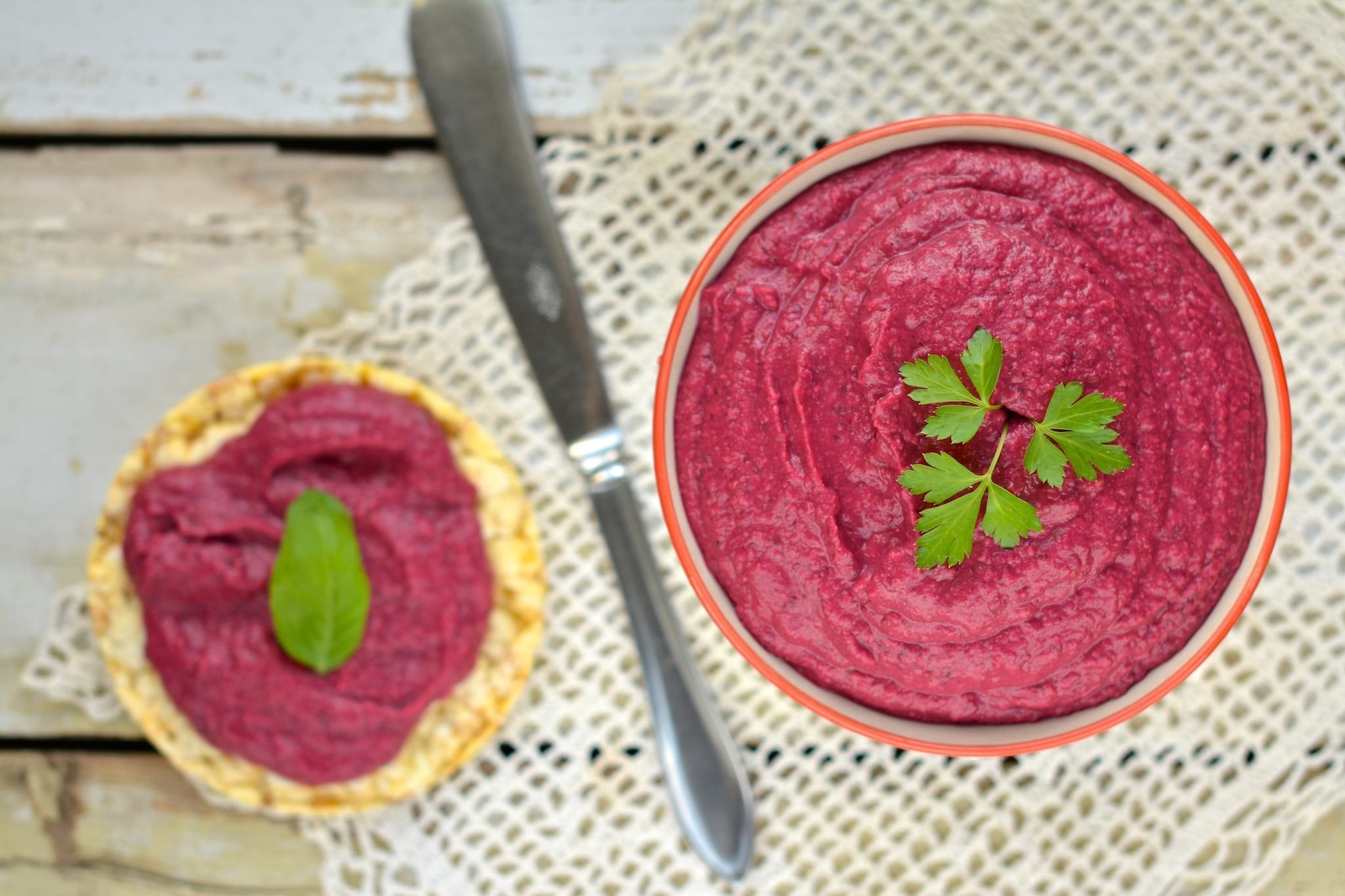 Oil-Free Beet-Red Bean Hummus