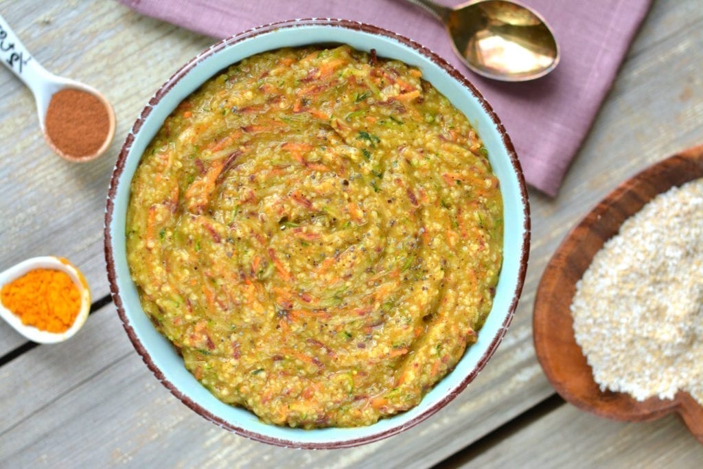 Spiced Oat Bran Porridge with Carrot and Zucchini