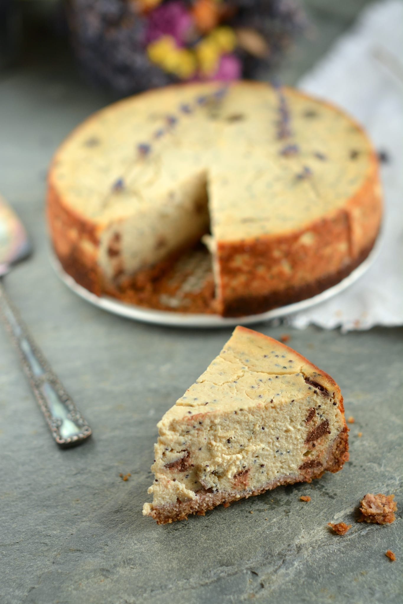 vegan-baked-cheesecake-tofu-chocolate-poppy-seeds