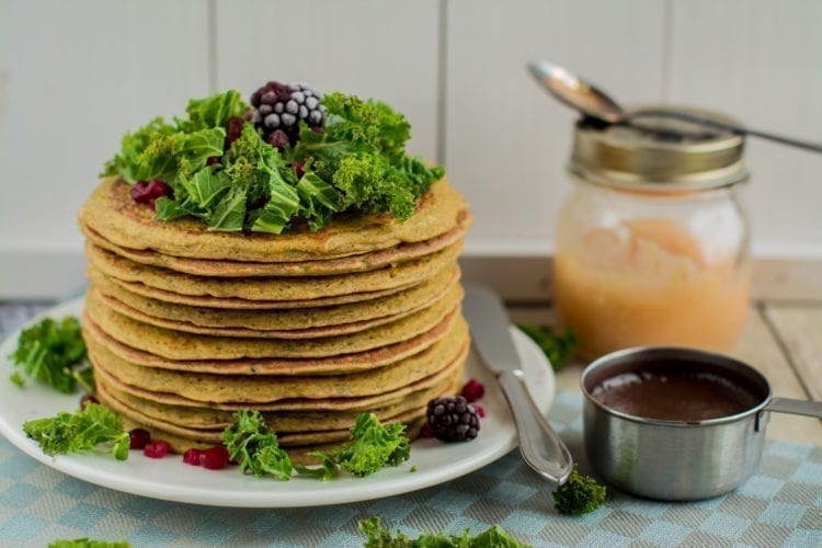 Pancakes, Tofu-Chickpea-Kale