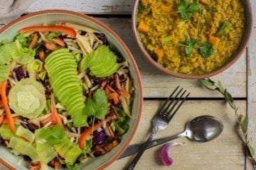 Curried Red Lentil Dhal with Jerusalem Artichoke