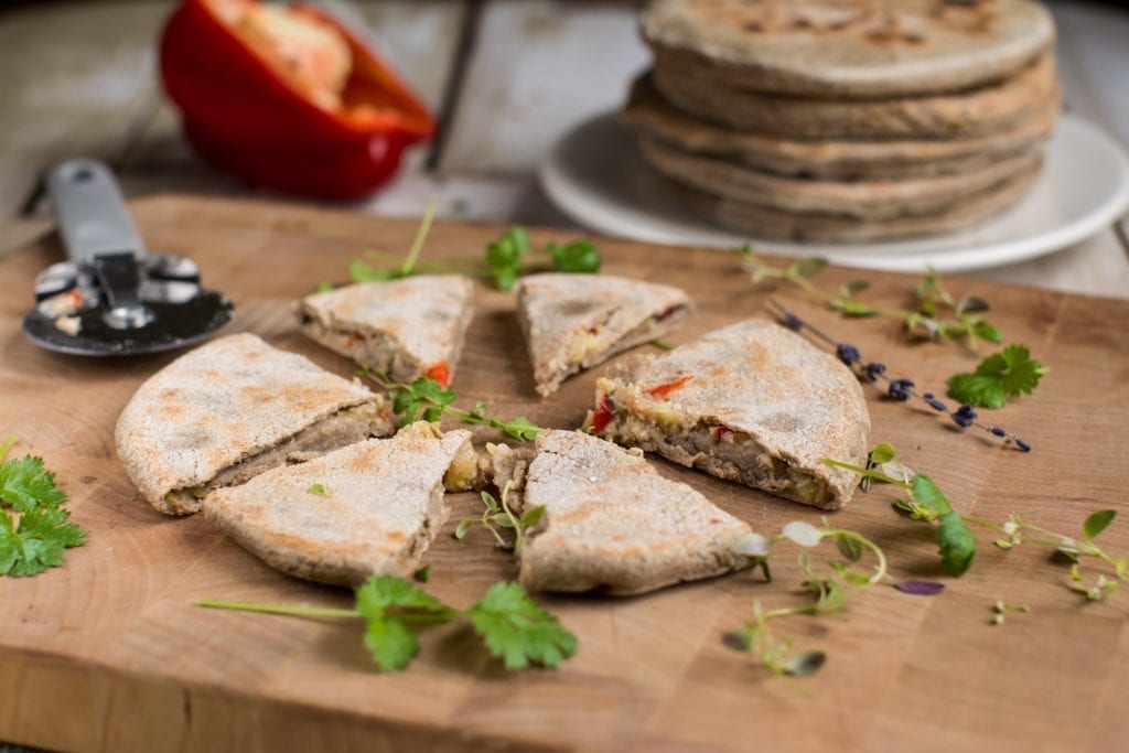 Gluten-Free Stuffed Flatbread Paratha with Cauliflower-Potato Filling, Video