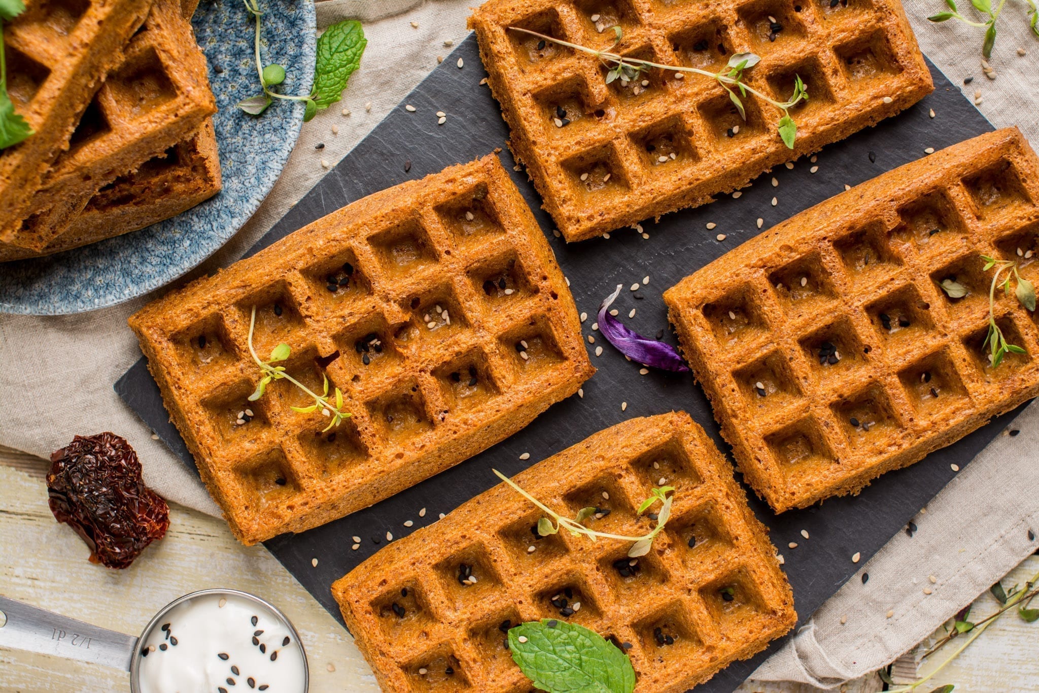 Vegan Gluten-Free Potato Waffles, Pizza Flavored