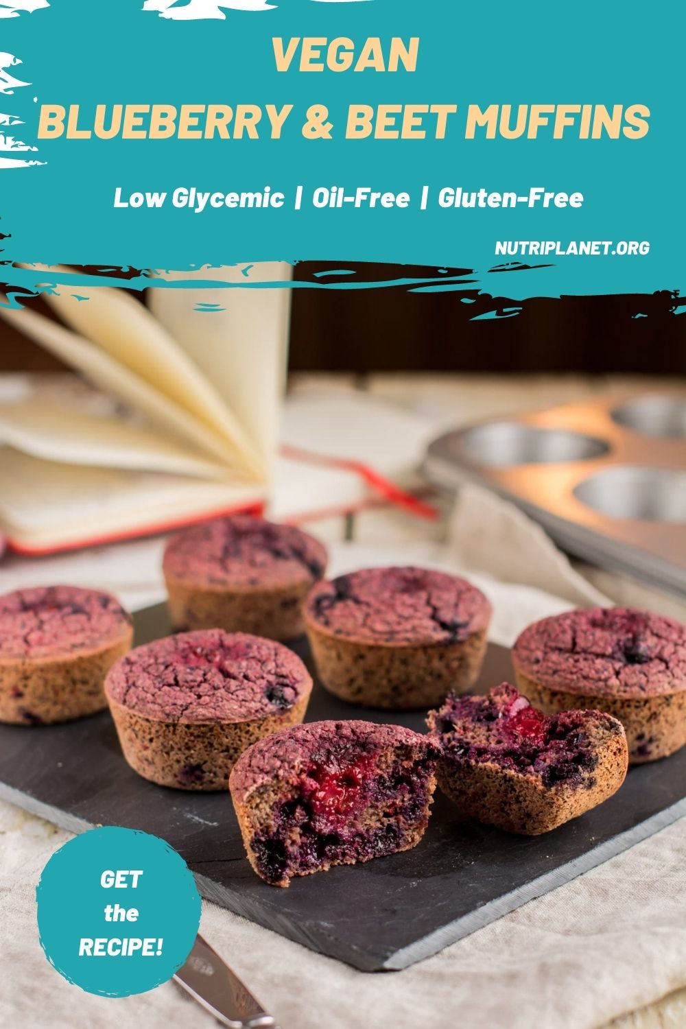 Learn how to make vegan blueberry beet muffins that are oil-free, low fat, gluten-free, and refined sugar free.
