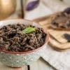 Oil-free black bean hummus with oven-roasted veggies and basil, gluten-free, Candida diet friendly