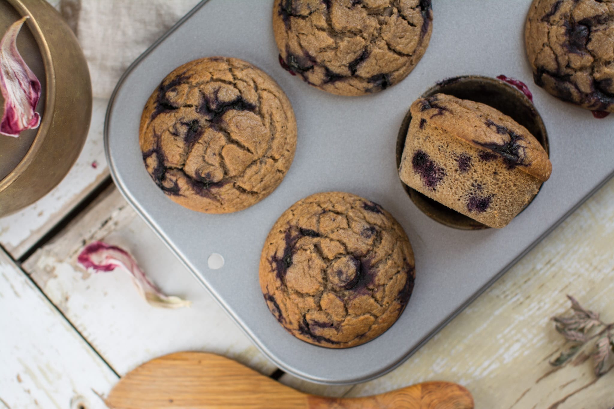 Vegan Gluten-Free Blueberry Muffins, Oil-Free & Sugar-Free