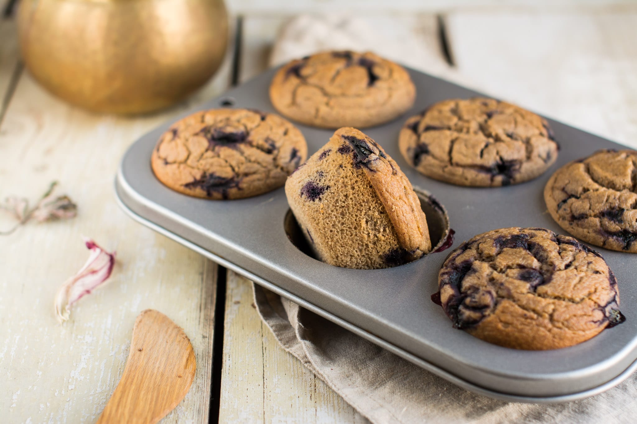 Vegan Gluten-Free Blueberry Muffins, Oil-Free & Sugar-Free