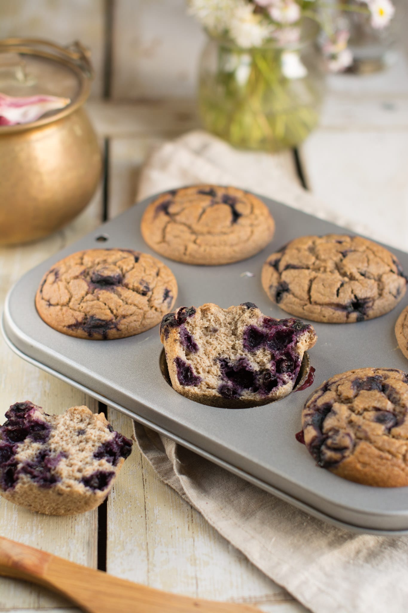 Vegan Gluten-Free Blueberry Muffins, Oil-Free & Sugar-Free