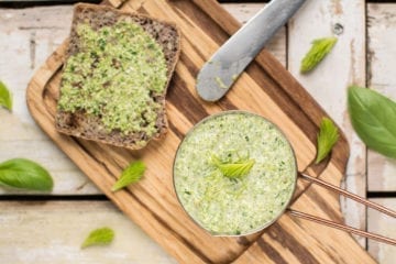 Oil-Free Pesto with Spruce Tips and Basil, Vegan