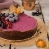 Tofu cheesecake with purple sweet potato