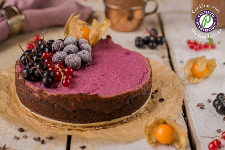 Tofu cheesecake with purple sweet potato