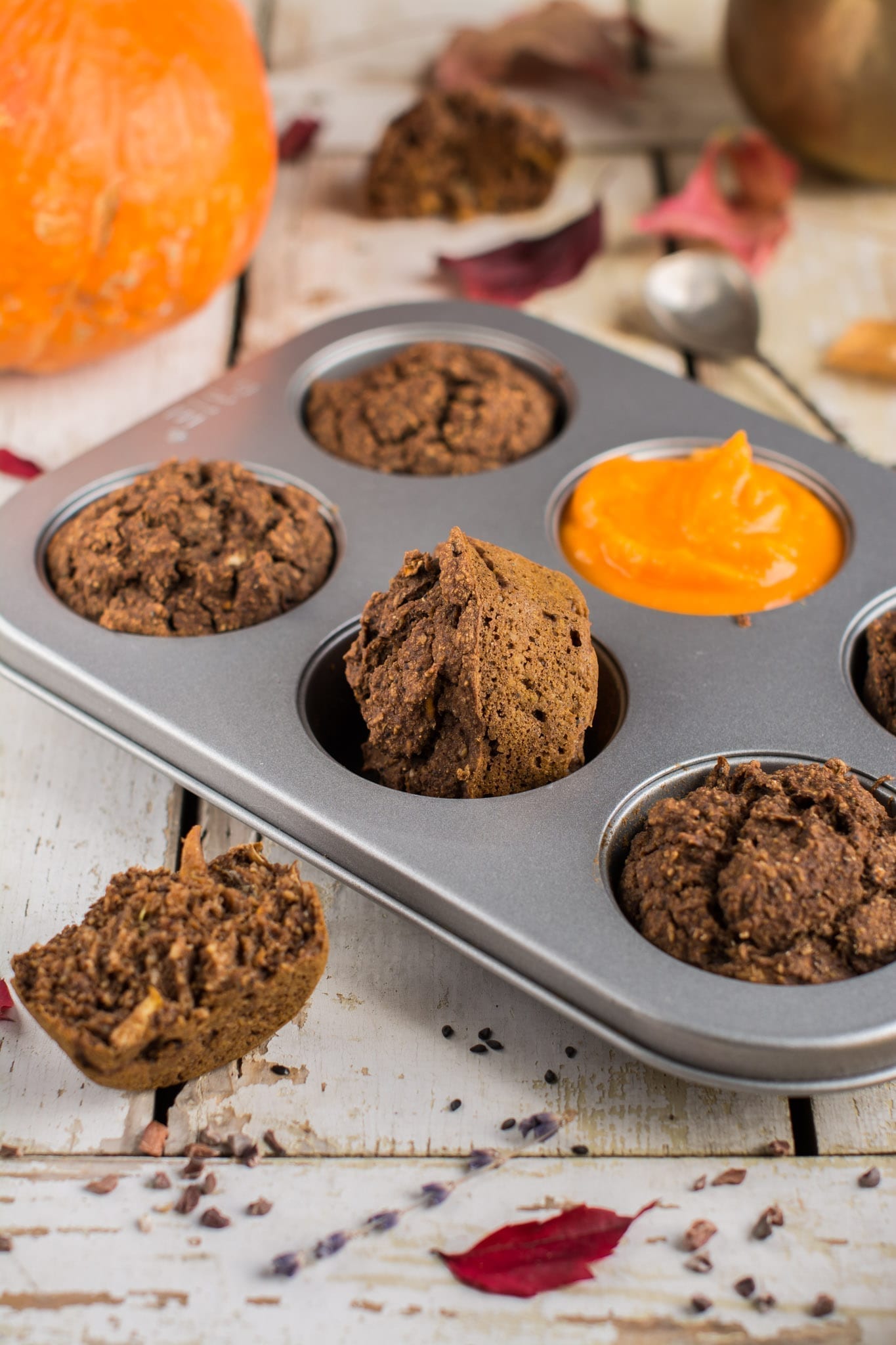 Chocolaty Vegan Pumpkin Muffins Recipe with Zucchini