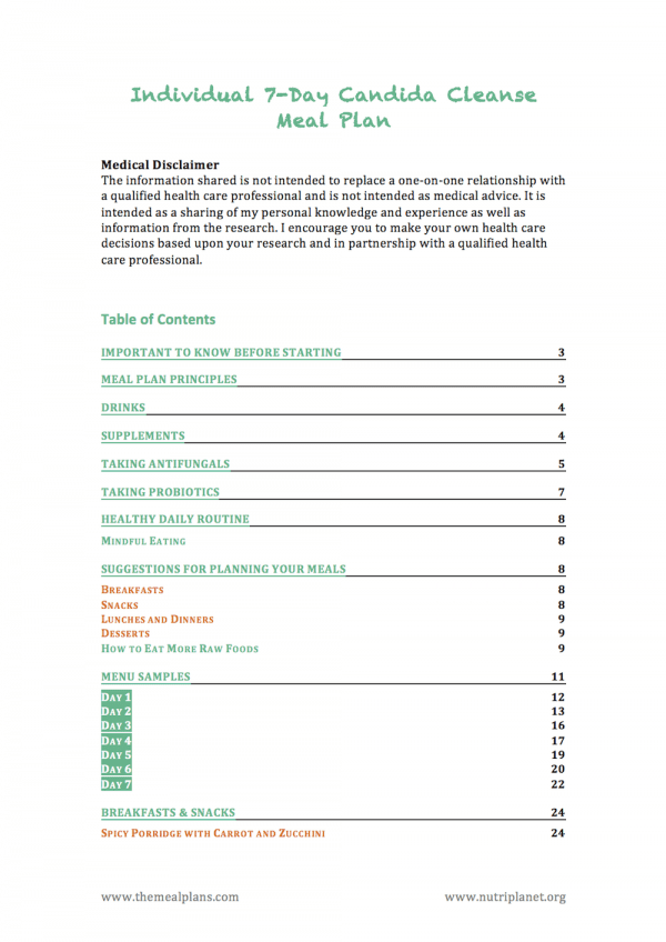 content candida cleanse meal plan