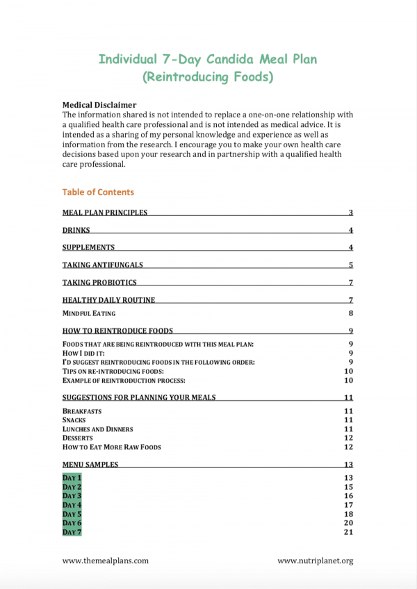 content candida reintroduction meal plan