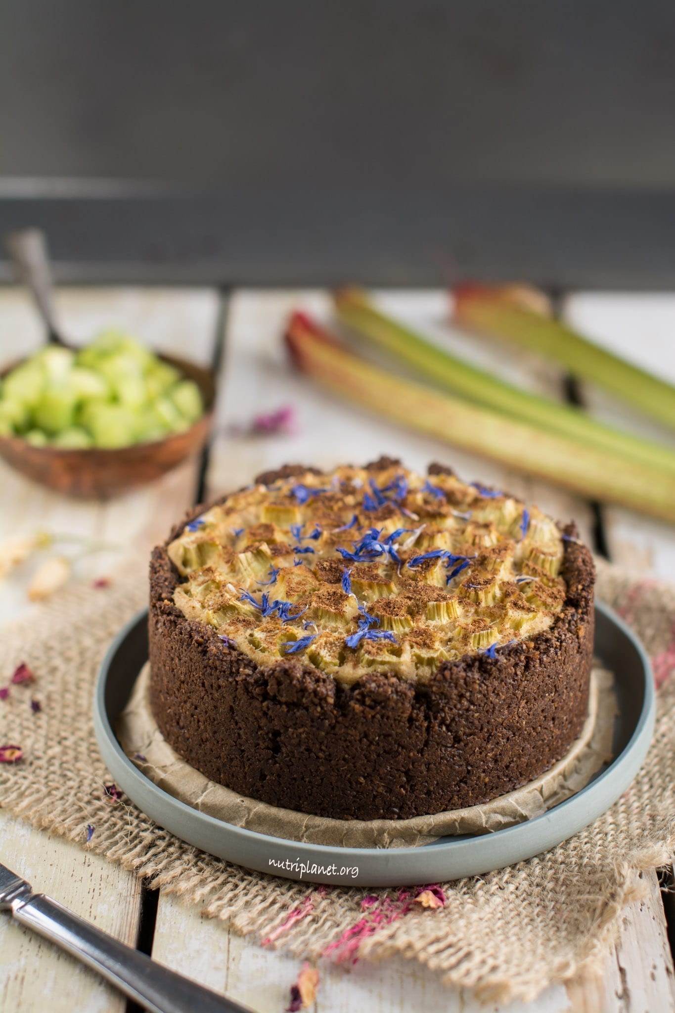 Rhubarb Cake [Vegan, GlutenFree, SugarFree, OilFree]