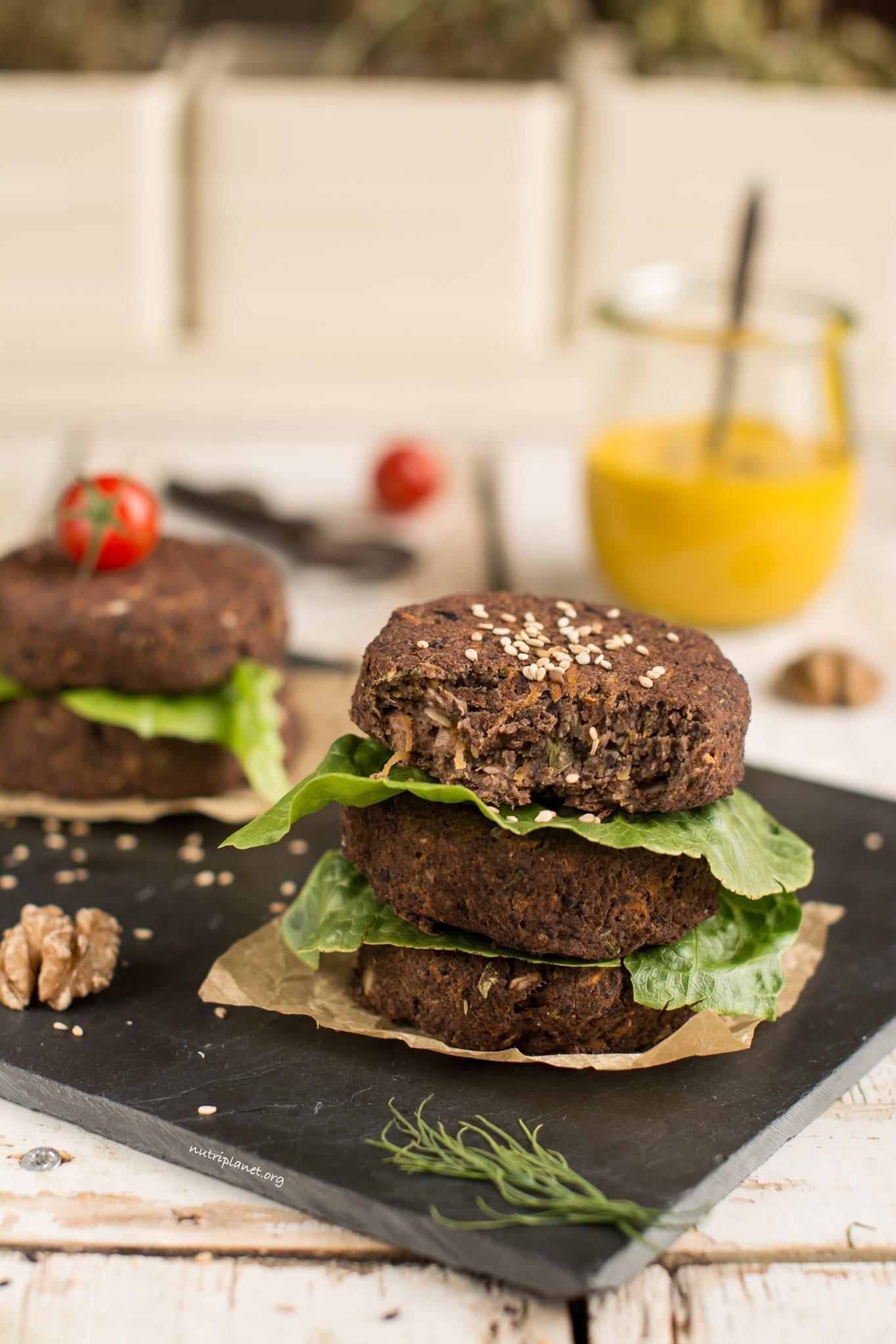 Vegan Black Bean Burgers with Mushrooms