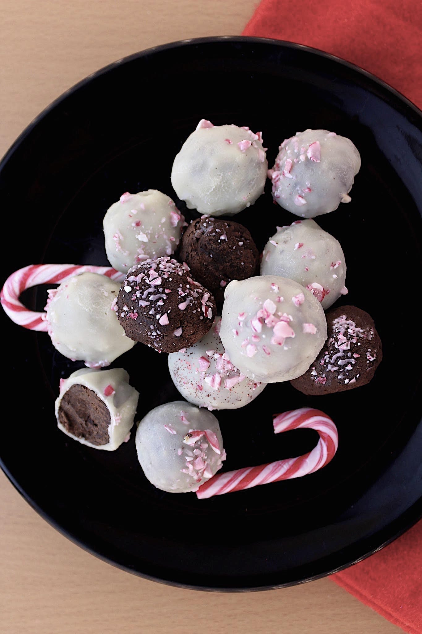 Vegan Holiday Recipes: candy cane truffles