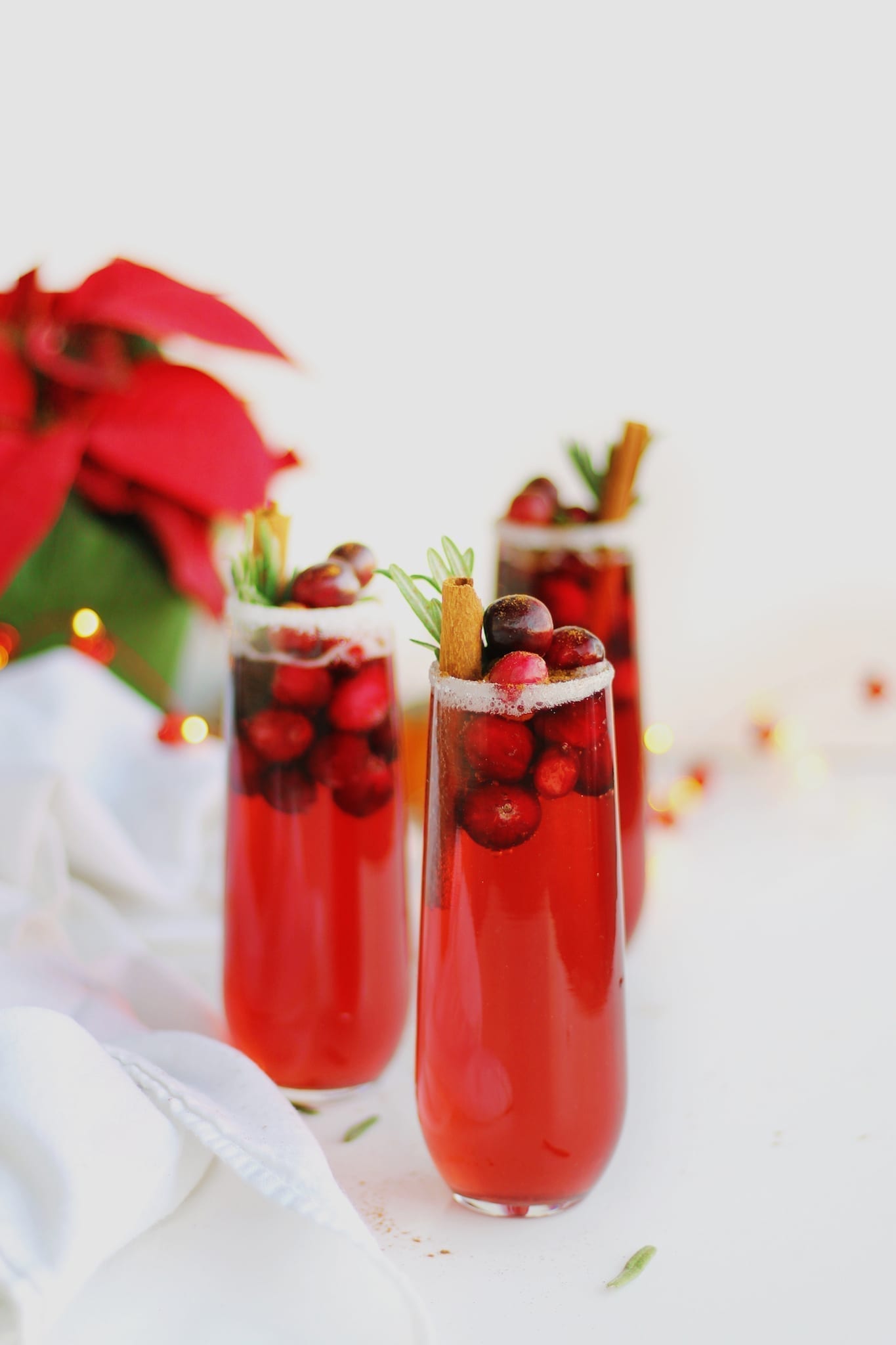 Vegan holiday recipes, orange cranberry mimosa mocktail