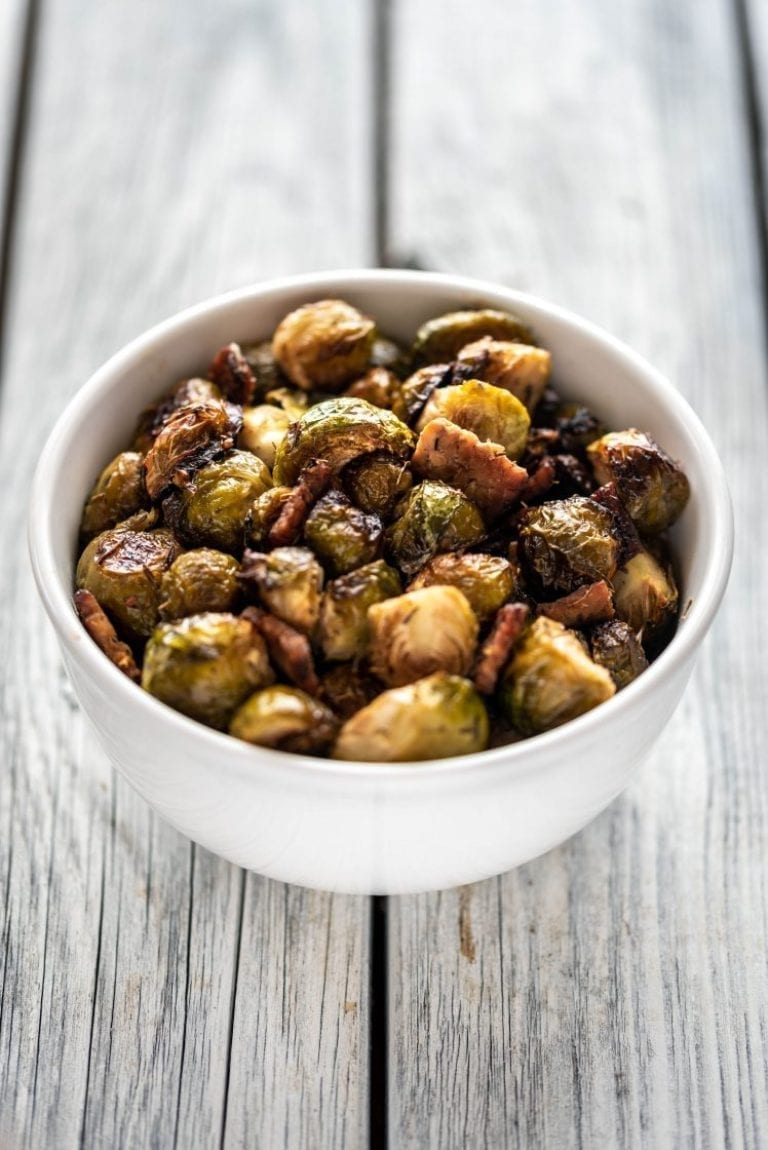 Vegan Christmas dinner Maple Roasted Brussels Sprouts with Tempeh