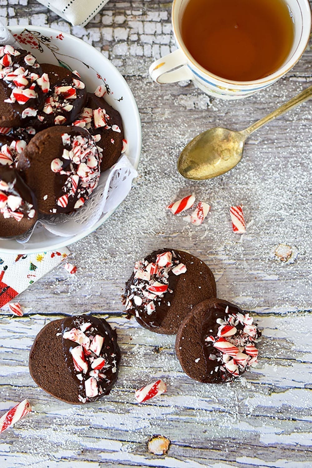 Vegan Holiday Recipes: Peppermint Candy Cane Chocolate Shortbread Cookies