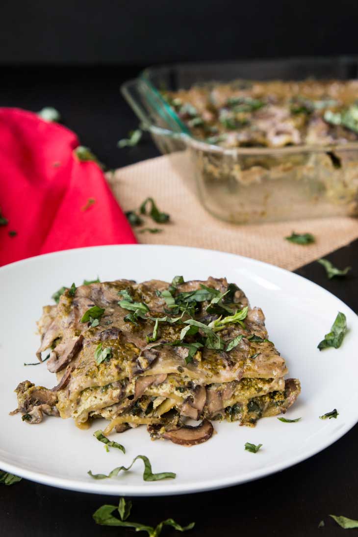 Vegan Christmas Dinner Creamy Spinach Mushroom Lasagna