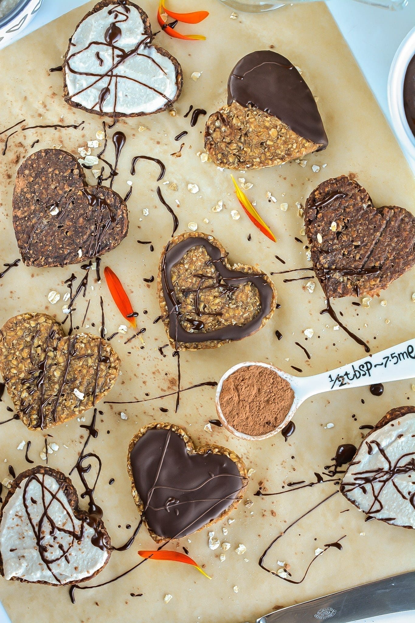 Oat-Banana-Chocolate Cookies with Cream Coating