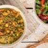 Vegan Stew with Brown Lentils, Green Peas and Corn