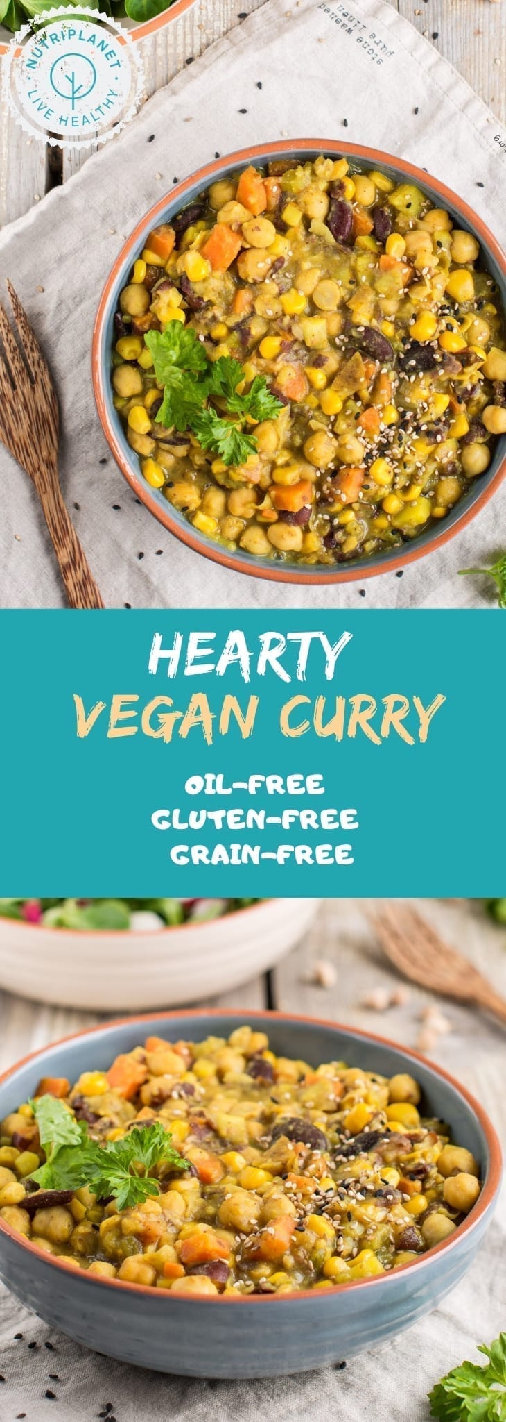 Hearty Vegan Curry with Chickpeas, Beans and Potato