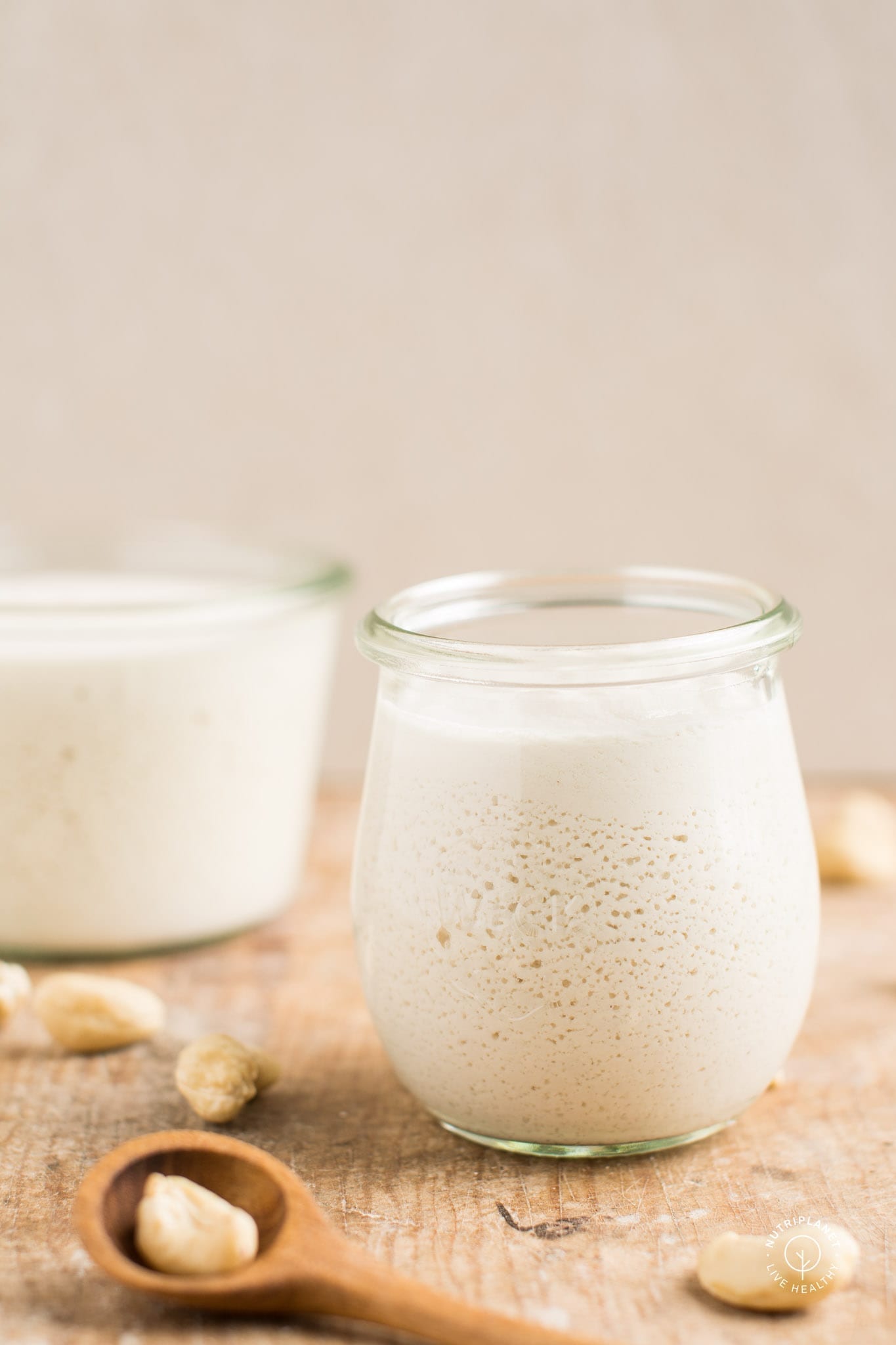 Rich and creamy 3-ingredient homemade cashew yogurt without yogurt maker. 