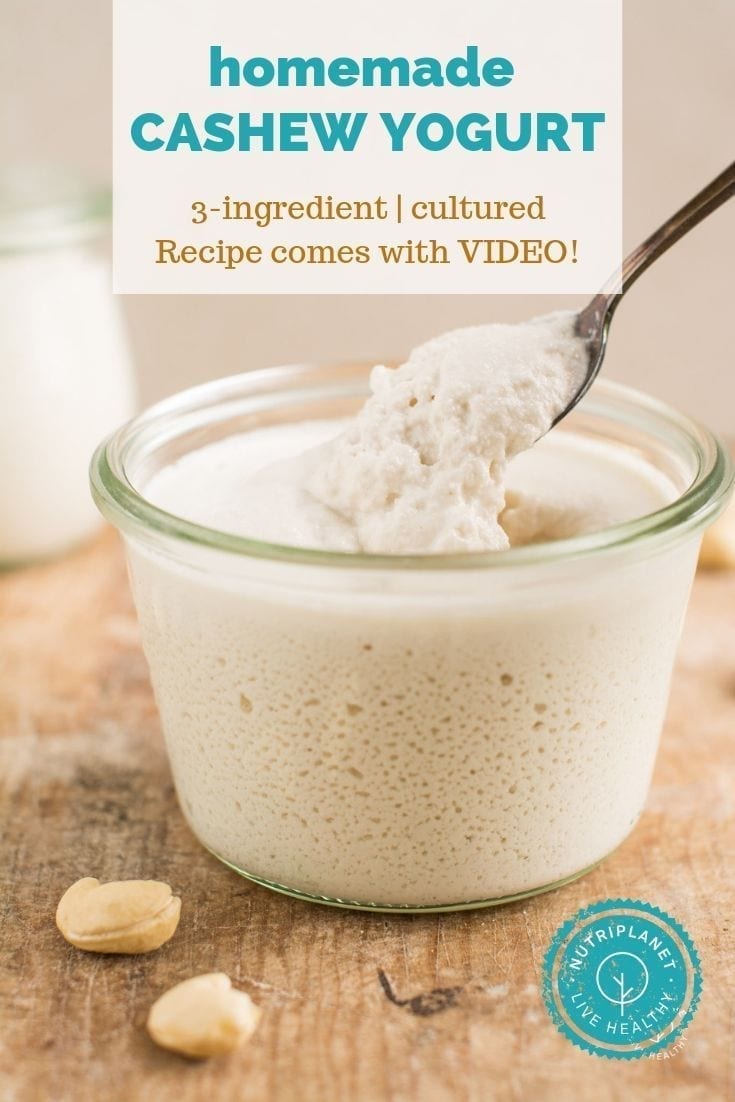 Rich and creamy 3-ingredient homemade cashew yogurt without yogurt maker. 