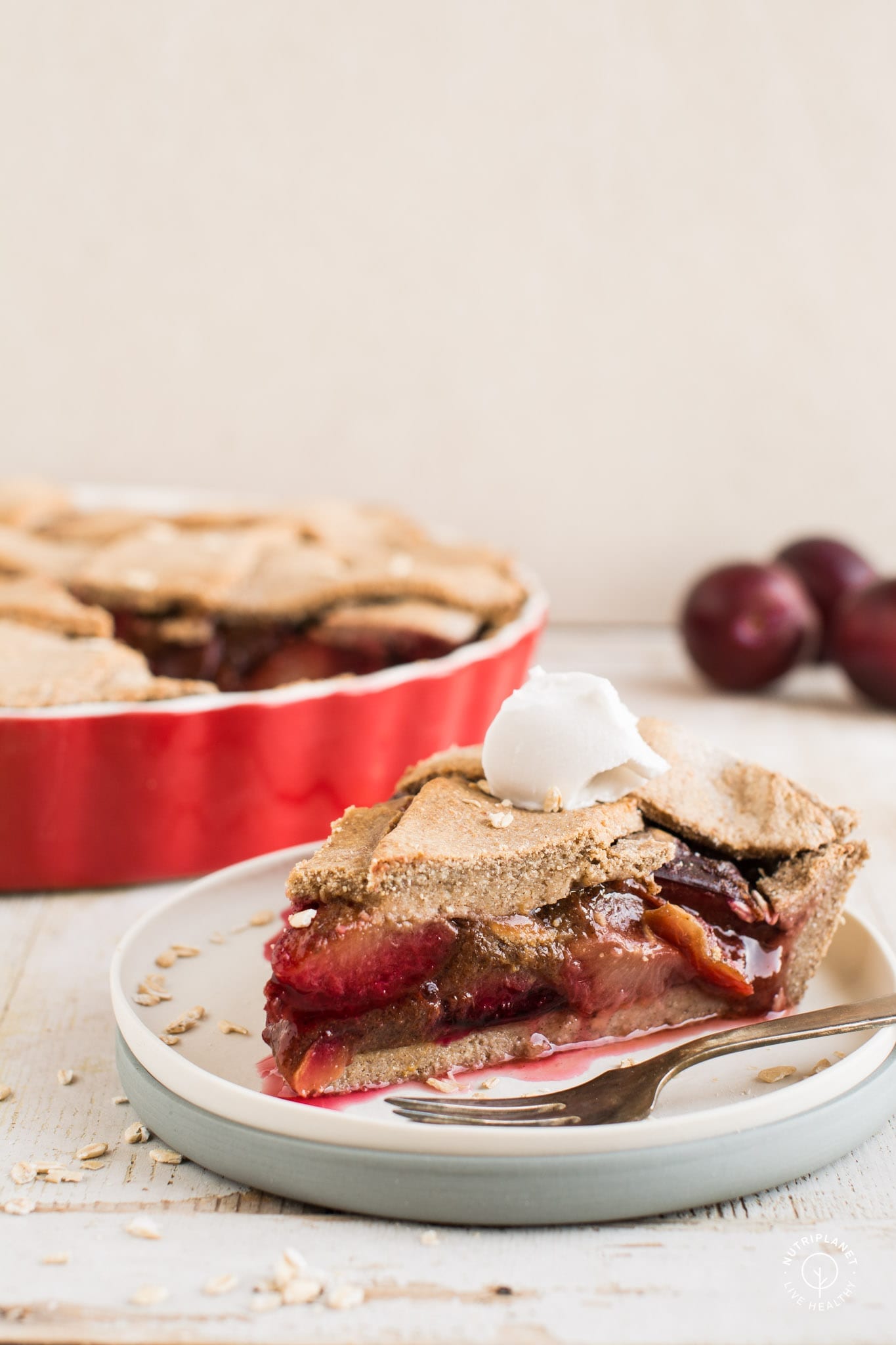 This gluten-free vegan plum pie will fill your kitchen with heavenly flavours.