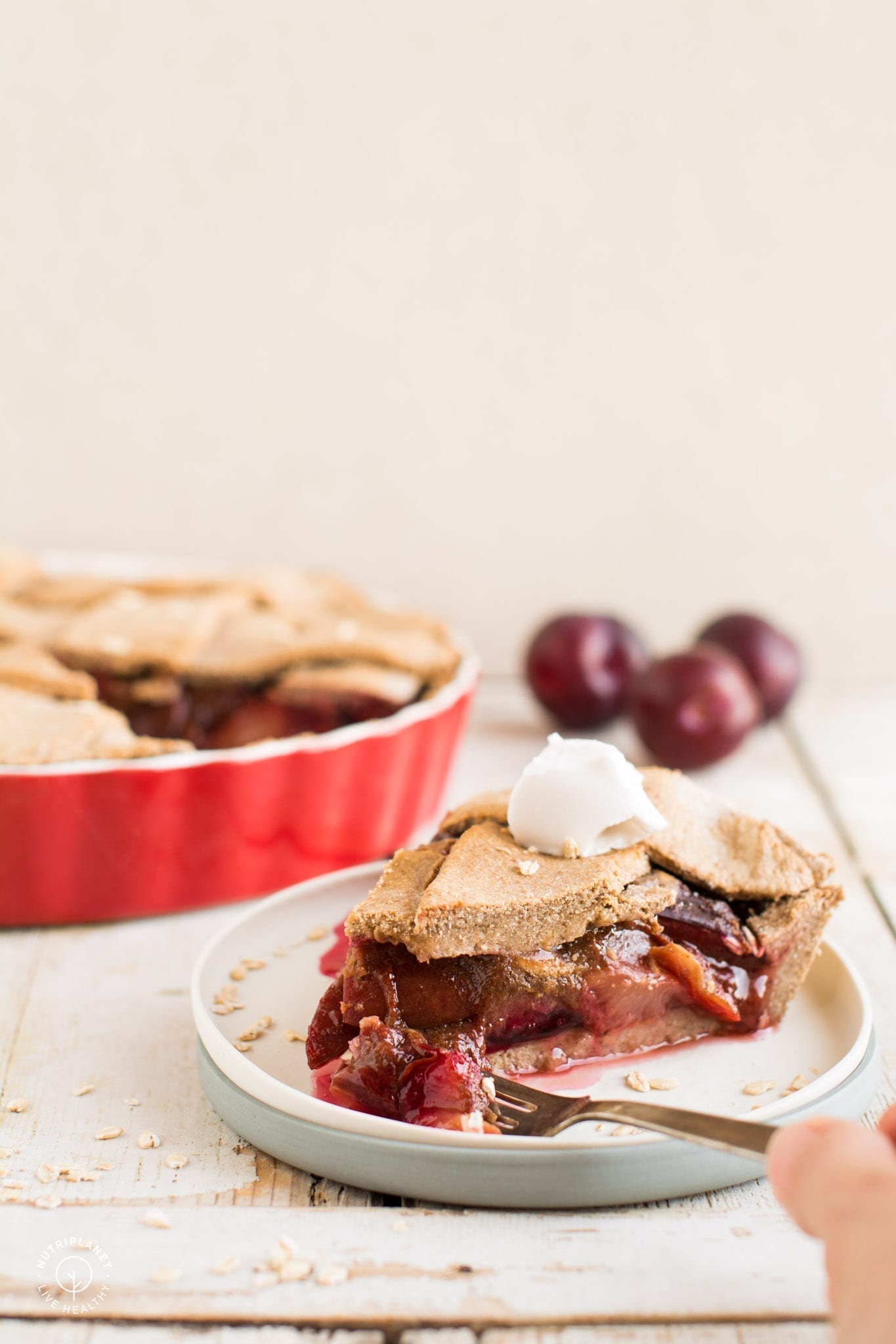 This gluten-free vegan plum pie will fill your kitchen with heavenly flavours.