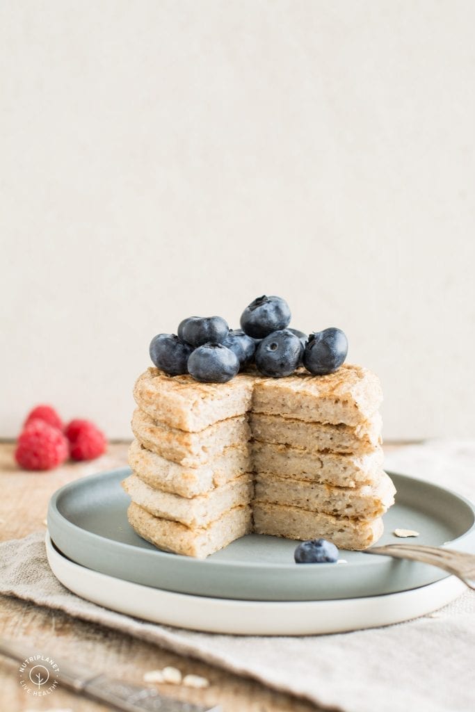 Those light and fluffy vegan oatmeal pancakes with coconut flour excel in simplicity as well as delightful taste.
