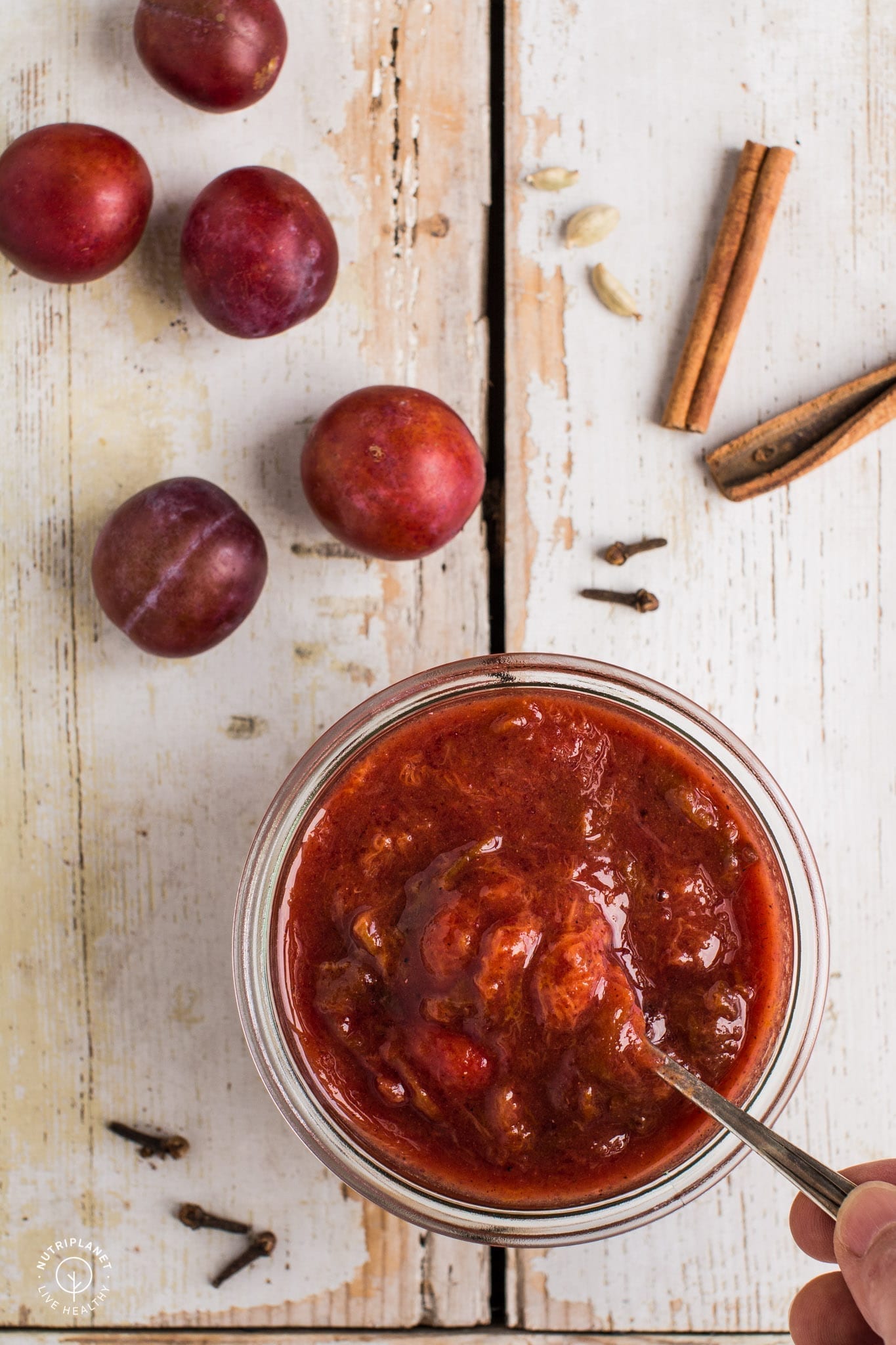 Spiced low-sugar plum jam for canning that will make a perfect spread for toast or topping for porridges, pancakes and waffles.