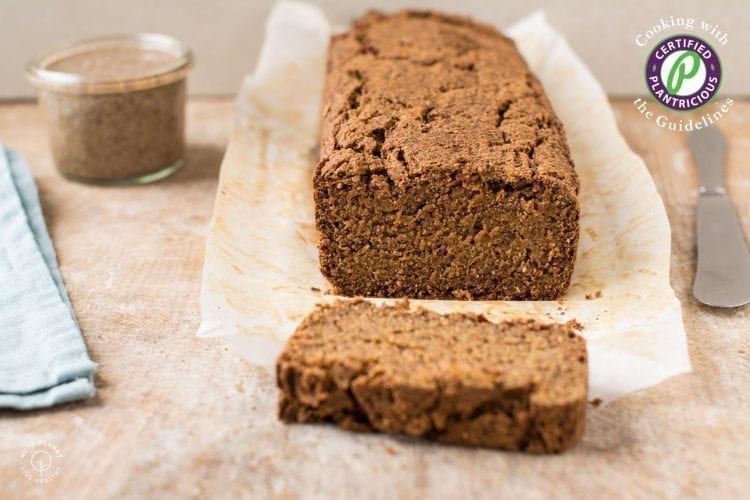 Perfectly moist vegan gluten-free pumpkin bread recipe that uses neither oils nor refined sugar.