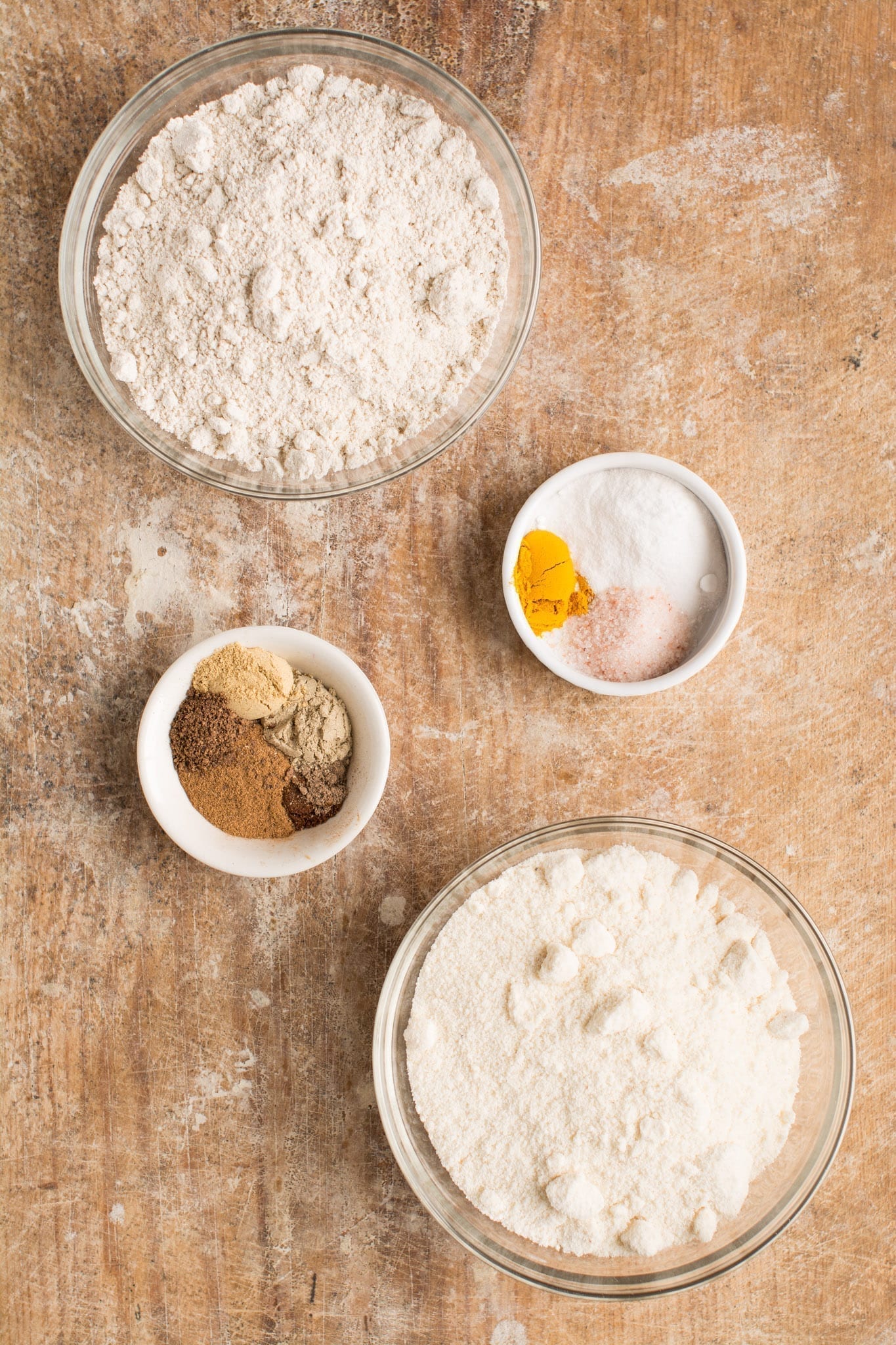 Dry ingredients of gluten free pumpkin bread