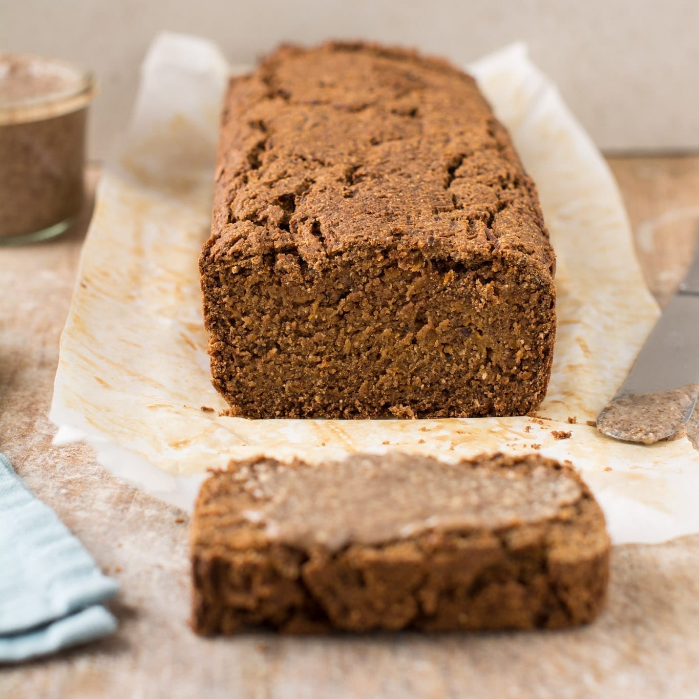 Perfectly moist vegan gluten-free pumpkin bread recipe that uses neither oils nor refined sugar.